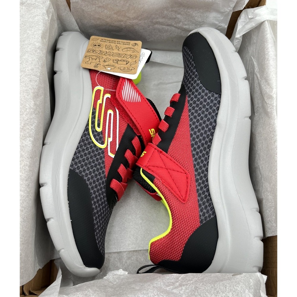 Skechers Squad Youth Boys Slip On Sneakers Size 3 Black/Red/Yellow Lightweight - Picture 3 of 14